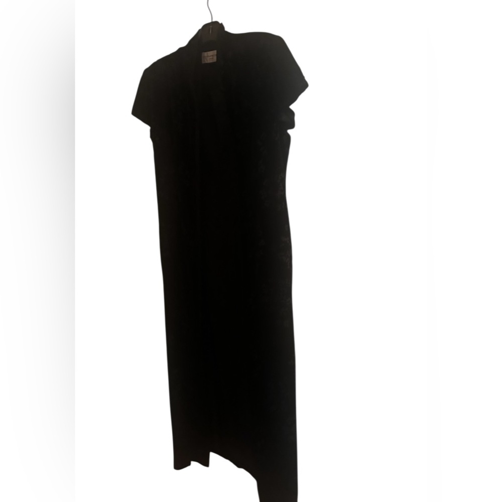 Evan Picone Black Velvet Sheath Dress Mock Neck